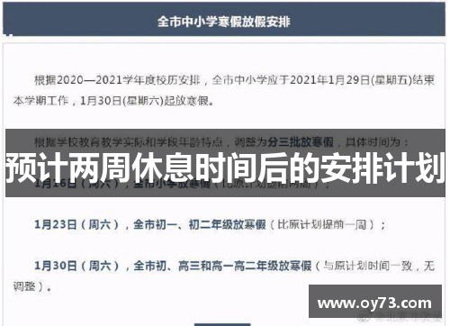预计两周休息时间后的安排计划